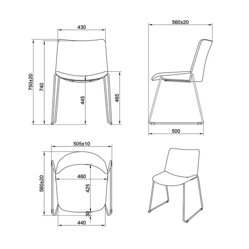 Sabia Arden Pre-Assembled Chair Stackable Office Seating Padded Seat (Black)