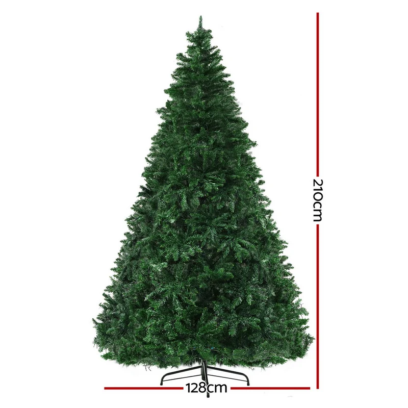 Jingle Jollys Christmas Tree 2.1m Xmas Tree Decoration 9 Light Modes Dual Colour