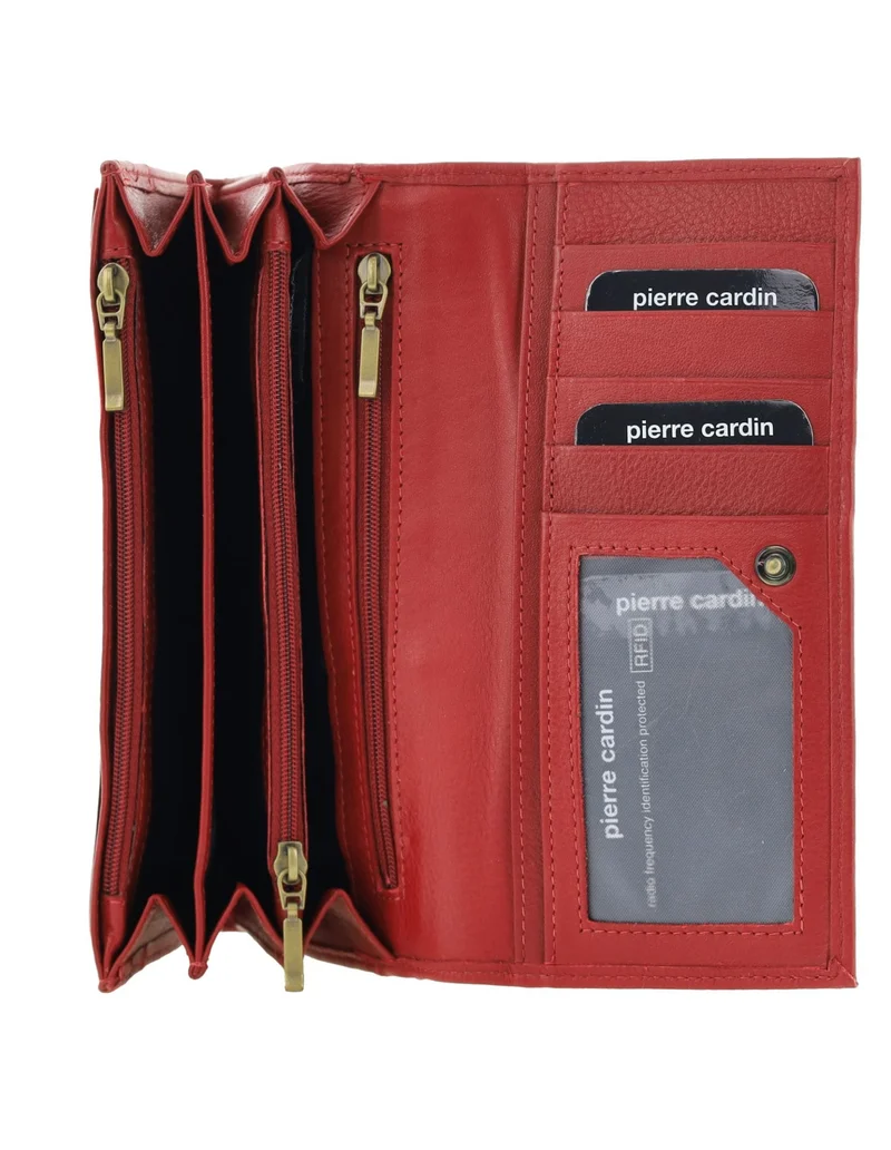 Pierre Cardin Women's Rustic Leather Protected RFID Wallet 19cm Red