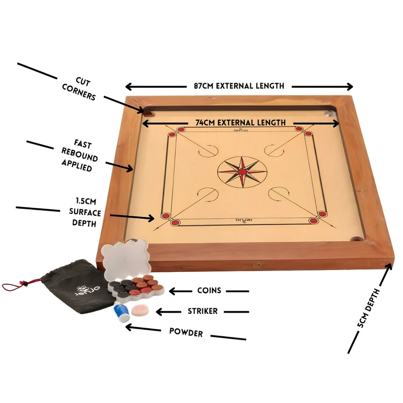 Jenjo Games Plywood Championship Carrom Board - 87cm (74cm Play Area)