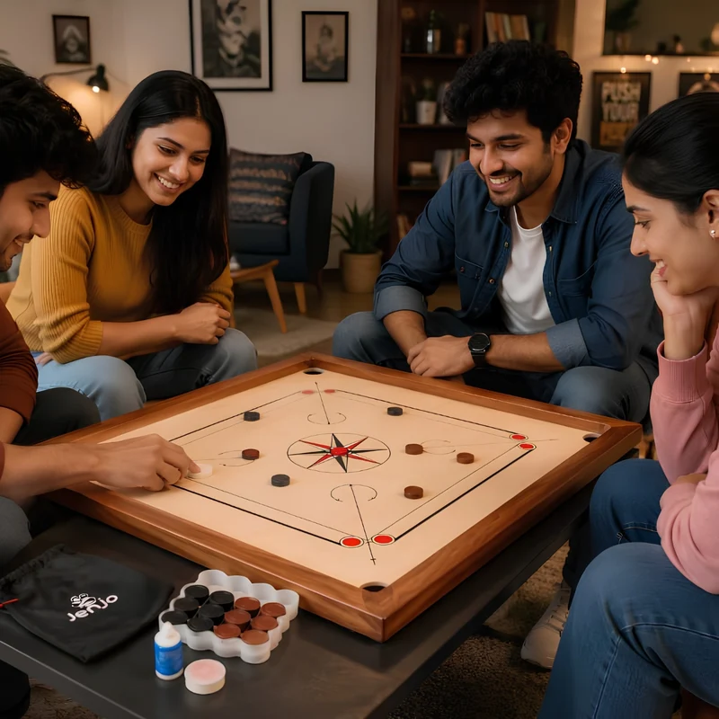Jenjo Games 84x84cm Plywood Carrom Board with 74x74cm Internal Playing Area