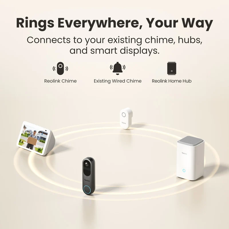 Reolink 2K 4MP Battery Video Doorbell Smart Detection Chime (Black)