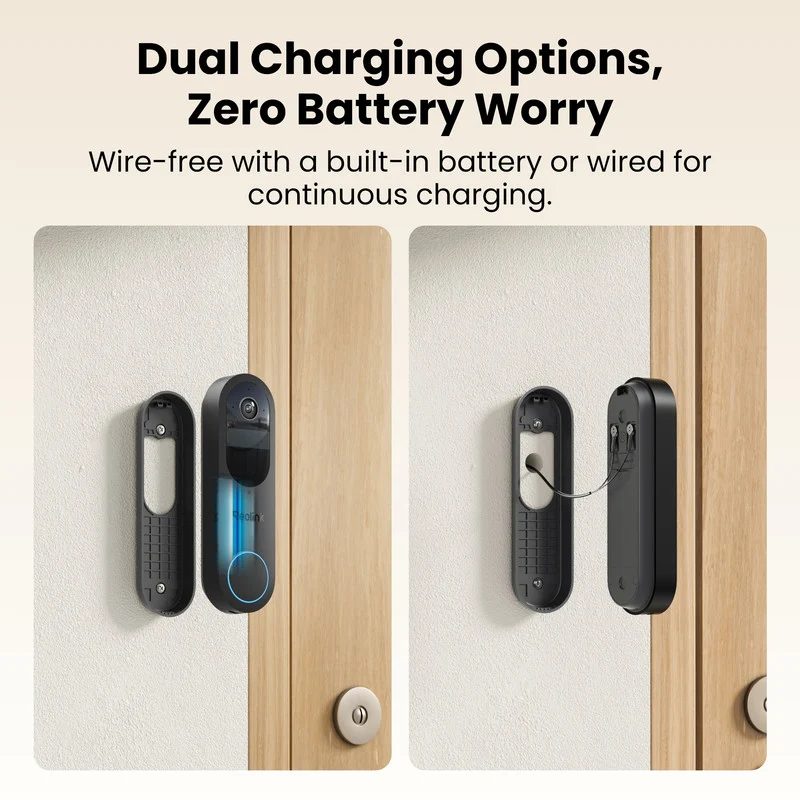Reolink 2K 4MP Battery Video Doorbell Smart Detection Chime (Black)