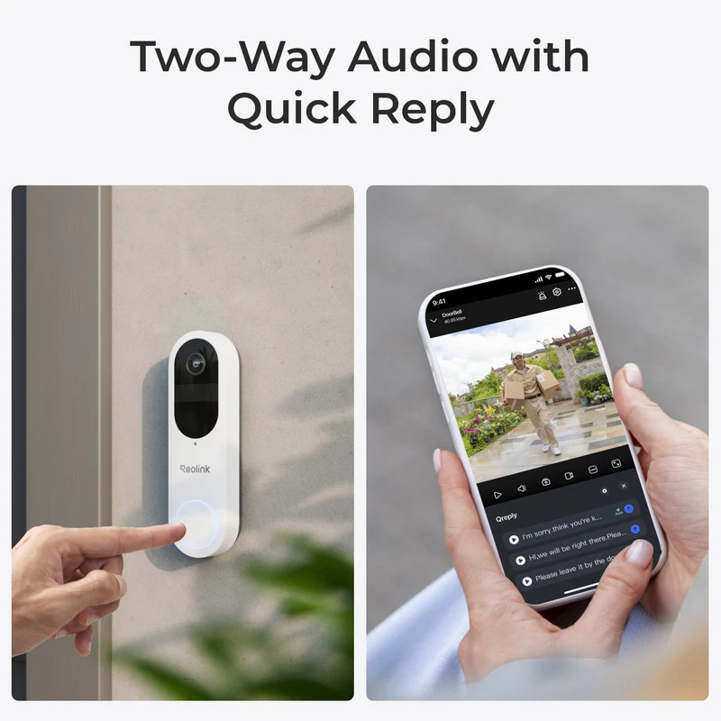 Reolink 2K 4MP Battery Video Doorbell Smart Detection Chime (White)