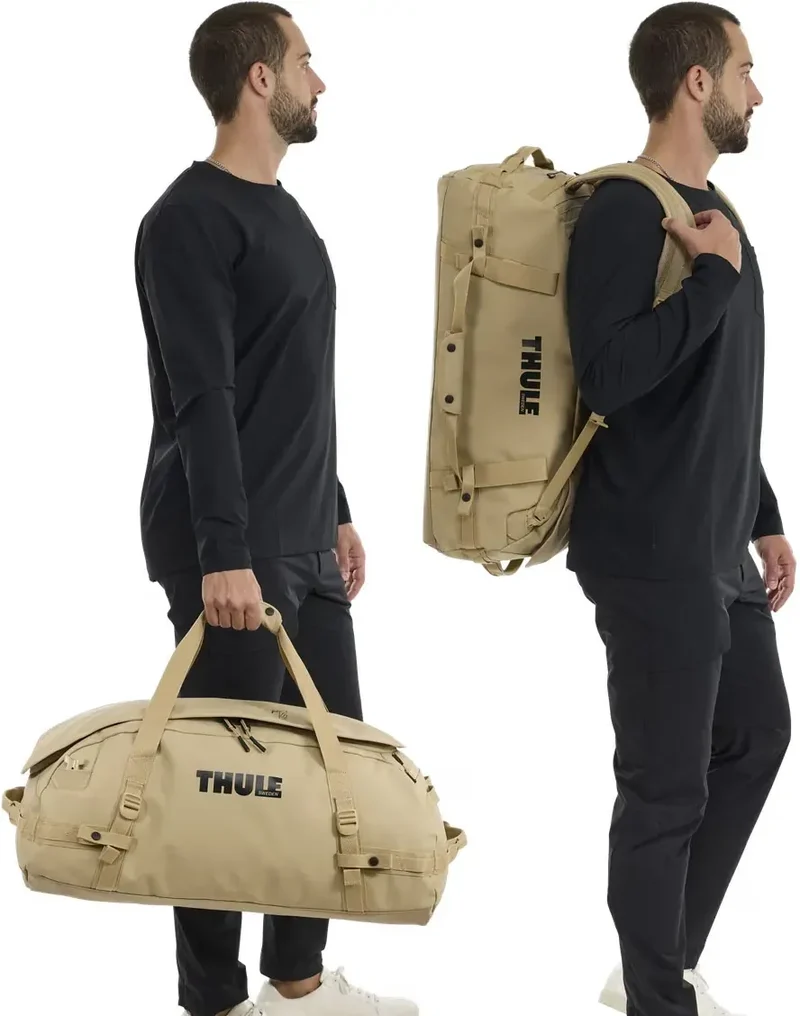 Thule Chasm 70L Duffel Overnight Bag Convertible Backpack Duffle in Gentle Beige