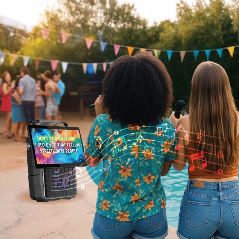 Laser Karaoke Machine 14 Inch Screen Dual Mics