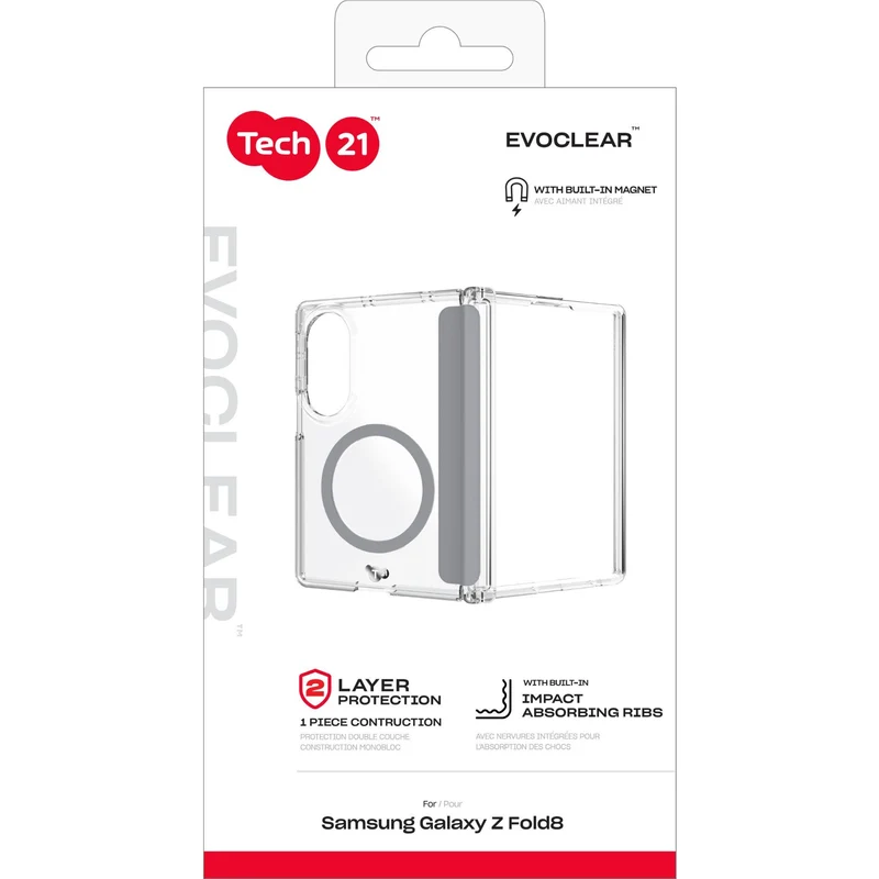 Tech21 EvoClear Case with Magnet for Galaxy Z Fold8 (Clear)