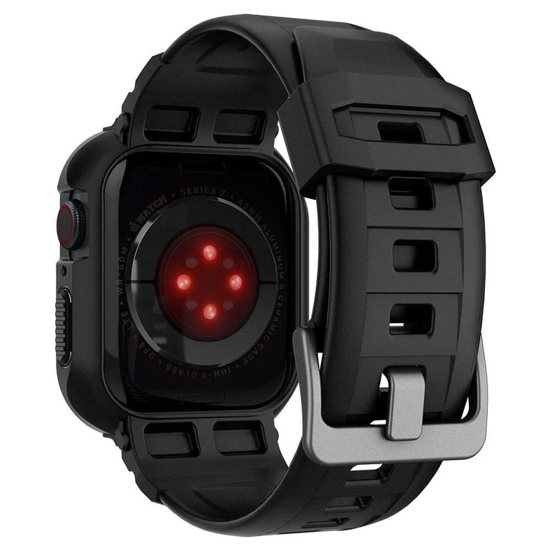 Spigen Apple Watch SE3/9/8/SE2/7/6/SE/5/4 (45mm/44mm) Rugged Armor Pro Band Case (Black)