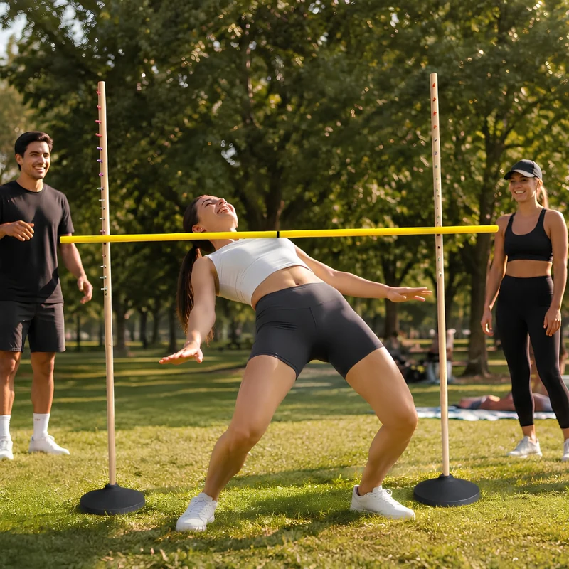 Jenjo Games Wooden Limbo Set with Rubber Legs & Plastic Pole - 158cm