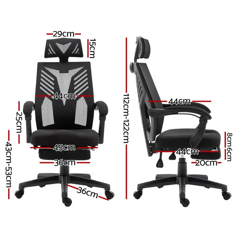 Artiss Mesh Office Chair Recliner (Black)