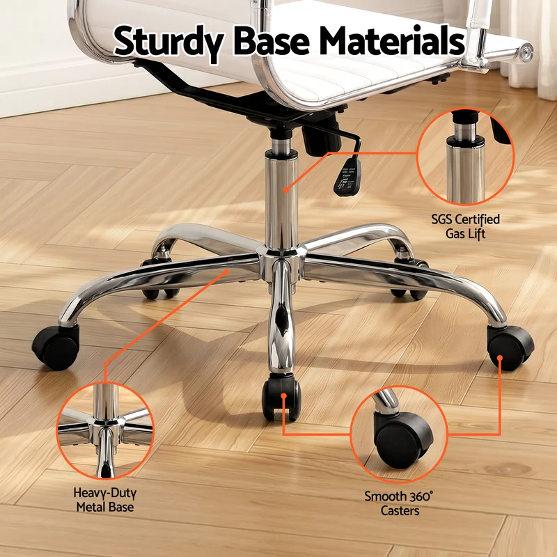 Artiss Office Chair Conference Chairs PU Leather Mid Back (White)