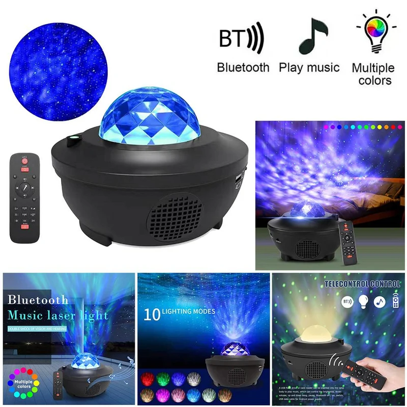 Colorful Starry Sky Galaxy Projector Blueteeth USB Voice Control Music Player LED Night Light USB Charging Projection Lamp Gift
