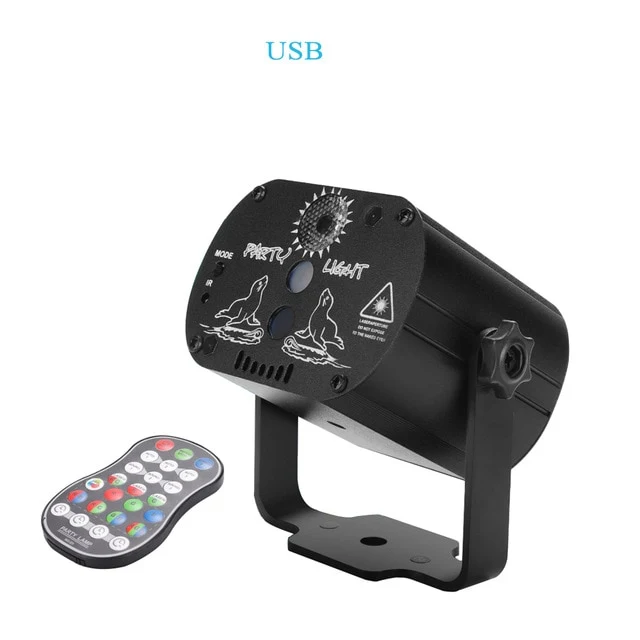 Mini RGB Disco Light DJ LED Laser Stage Projector red blue green Lamp USB Rechargeable Wedding Birthday Party DJ Lamp
