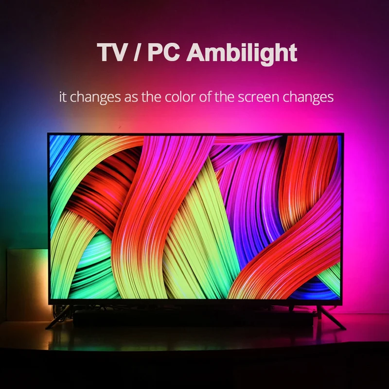 DIY Ambilight TV PC Dream Screen USB LED Strip HDTV Computer Monitor Backlight Addressable WS2812B LED Strip 1/2/3/4/5m Full Set