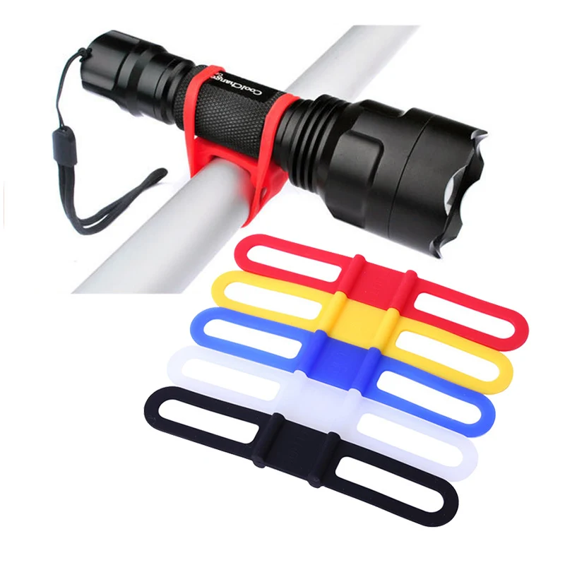 1Pcs Bike Elastic Silicone Strap Bandage Torch Fastening Band Flashlight Mount Holder Bicycle Light Holders
