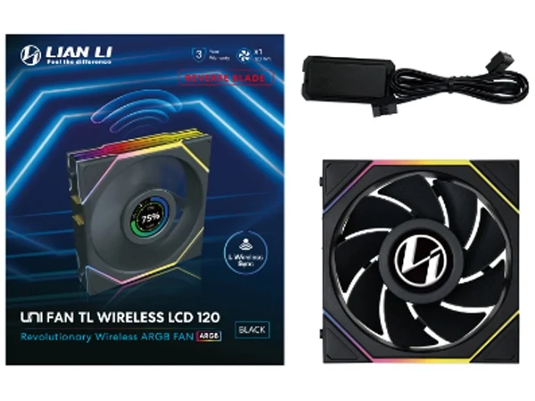 Lian Li 12RTLLCD1W1B Uni Fan TL LCD 120mm Wireless Reverse Blade Fan
