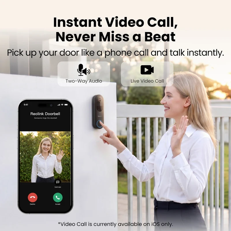 Reolink 2K 4MP Battery Video Doorbell Camera Head-to-Toe View, 2.4/5 GHz WiFi Two-Way Talk