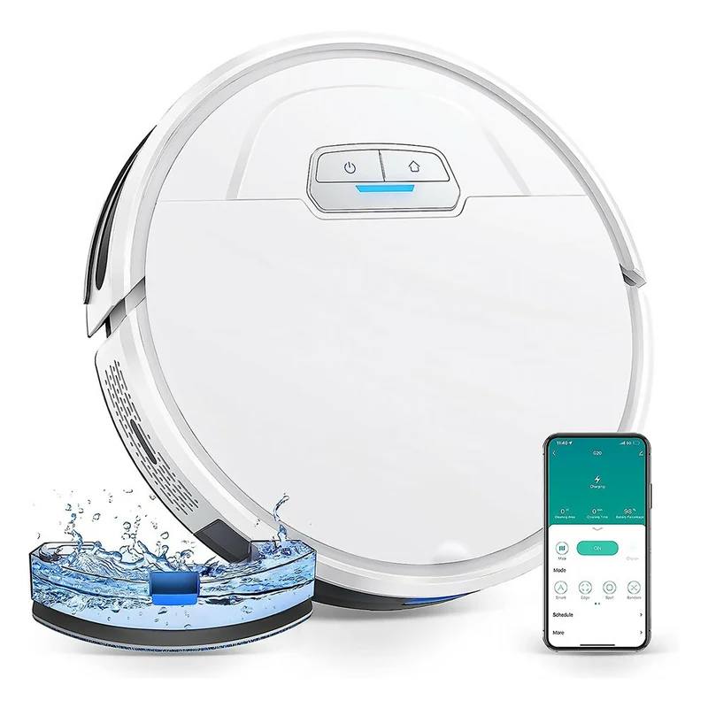 Robot aspirador 3 en 1: barre, aspira y friega / Detección de alfombras inteligente / Potencia de 4000 Pa / Autonomía 150 min / Compatible con Alexa y Google Asistant