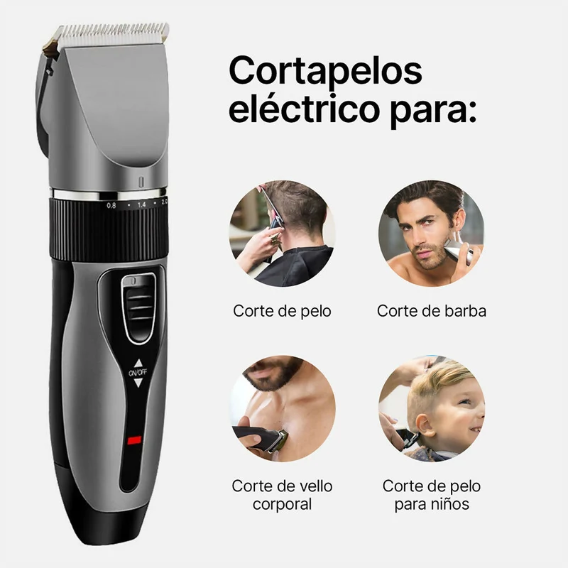 Cortapelos para hombres / Rueda de precisión de 5 niveles / Recargable / 4 peines guía y peine incluido / Para cabello, barba, vello corporal