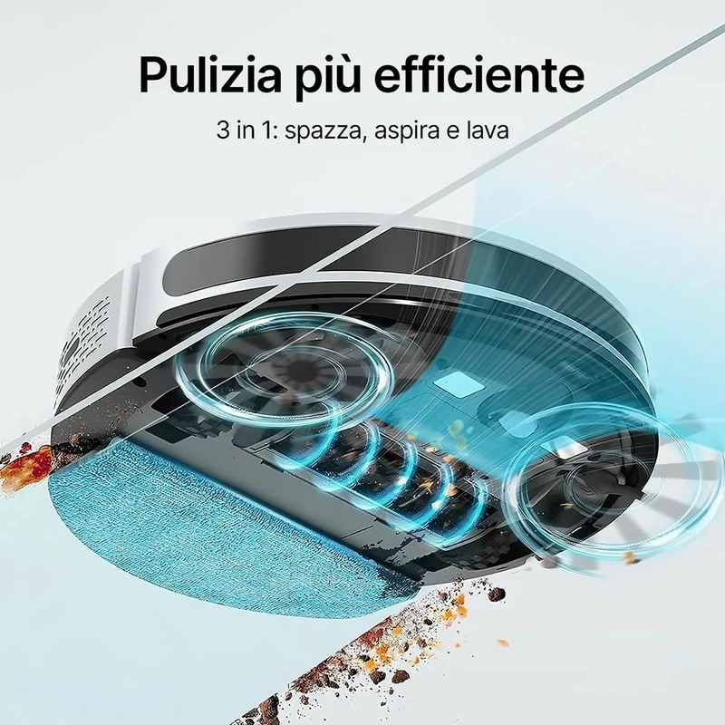 Robot aspirapolvere / 4000 PA / Navigazione intelligente / Contenitore della polvere da 450 mL / Autonomia di 150 minuti / Controllo a distanza tramite app, Google Assistant e Alexa