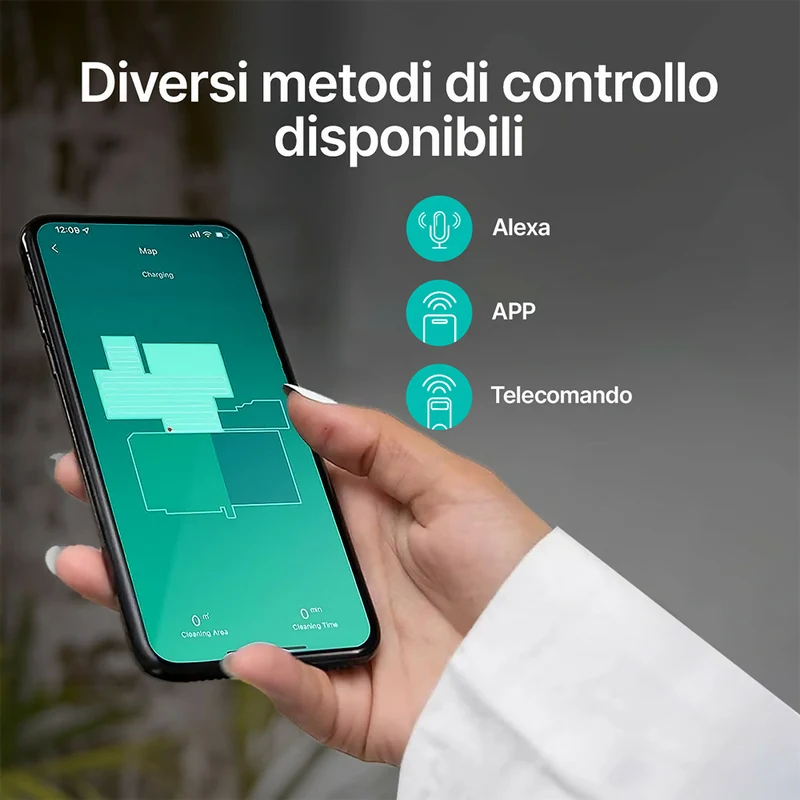 Robot aspirapolvere / 4000 PA / Navigazione intelligente / Contenitore della polvere da 450 mL / Autonomia di 150 minuti / Controllo a distanza tramite app, Google Assistant e Alexa
