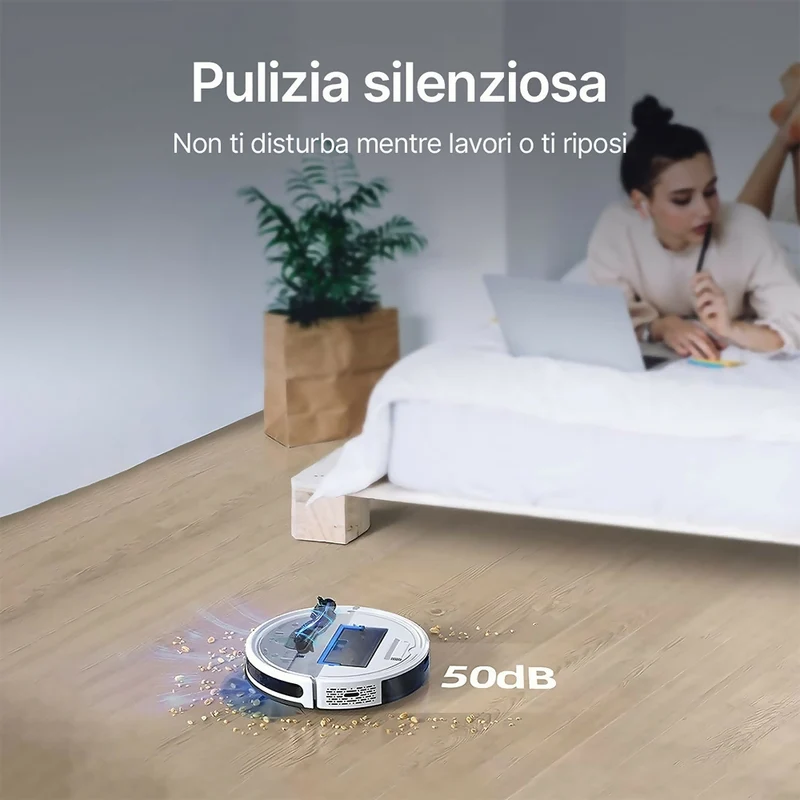 Robot aspirapolvere / 4000 PA / Navigazione intelligente / Contenitore della polvere da 450 mL / Autonomia di 150 minuti / Controllo a distanza tramite app, Google Assistant e Alexa