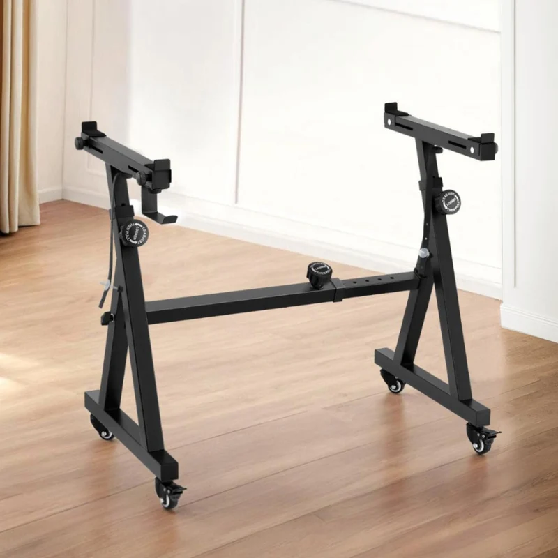 Alpha Heavy Duty Adjustable Piano Stand with Lockable Wheels Z-Stand Black