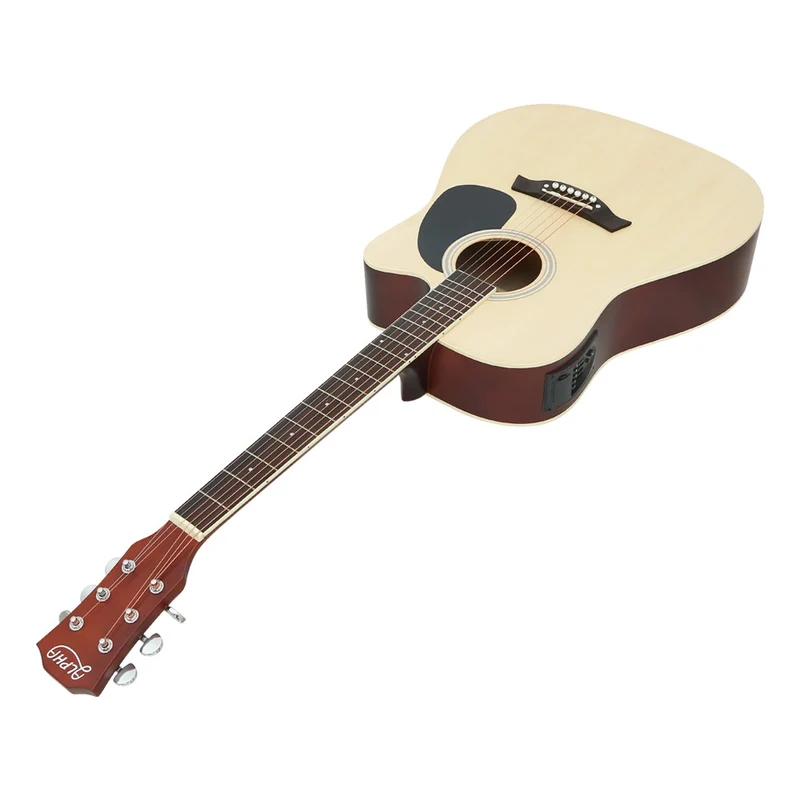 Alpha 41" Acoustic Guitar Equaliser Electric Output Cutaway with Stand Wood