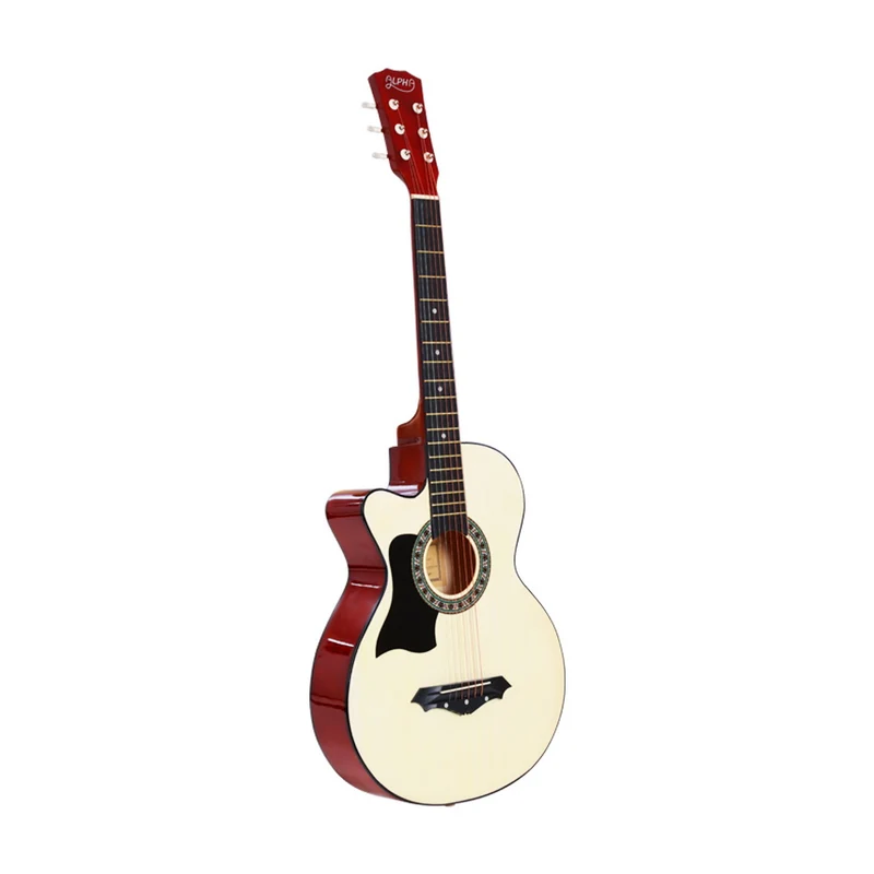 Alpha 38" Acoustic Guitar Wooden Body Steel String with Stand Left Handed